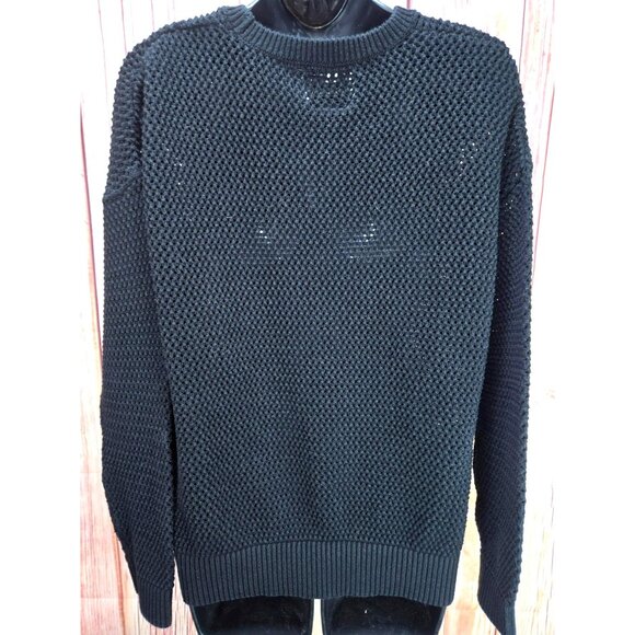 Topman Womens Black Crewneck Oversized Mesh Sweater Small - Picture 2 of 7